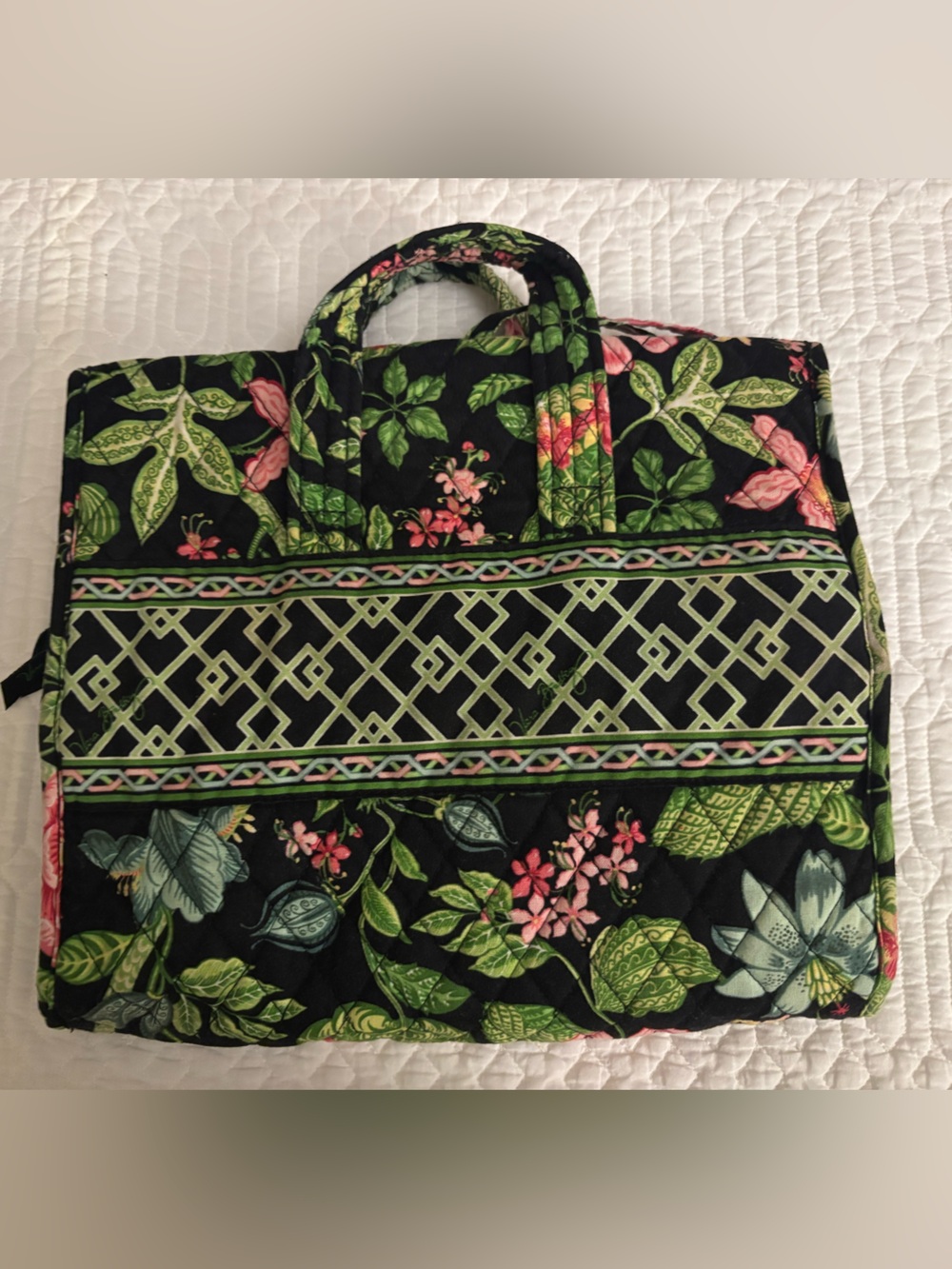 Vera Bradley Floral Quilted Tote Bag in Black and Green
